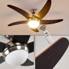 hofstein Ventilateurs de Plafond Morino Brun, Nickel mat, 2 lumières, Télécommandes