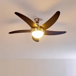 hofstein Ventilateurs de Plafond Morino Brun, Nickel mat, 2 lumières, Télécommandes