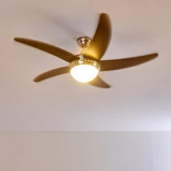 hofstein Ventilateurs de Plafond Morino Brun, Nickel mat, 2 lumières, Télécommandes