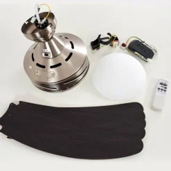 hofstein Ventilateurs de Plafond Morino Brun, Nickel mat, 2 lumières, Télécommandes