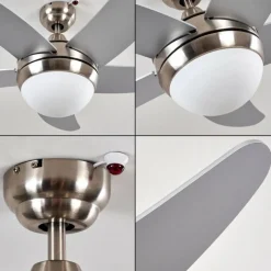 hofstein Ventilateurs de Plafond Morino Nickel mat, Argenté, 2 lumières, Télécommandes