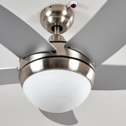 hofstein Ventilateurs de Plafond Morino Nickel mat, Argenté, 2 lumières, Télécommandes