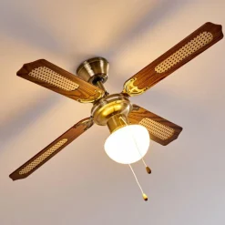 hofstein Ventilateurs de Plafond Morea Vieux laiton, Bois foncé, 1 lumière