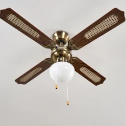 hofstein Ventilateurs de Plafond Morea Vieux laiton, Bois foncé, 1 lumière