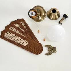 hofstein Ventilateurs de Plafond Morea Vieux laiton, Bois foncé, 1 lumière