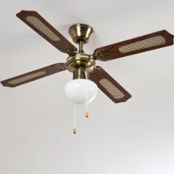 hofstein Ventilateurs de Plafond Morea Vieux laiton, Bois foncé, 1 lumière