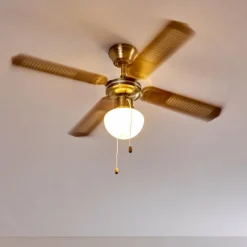 hofstein Ventilateurs de Plafond Morea Vieux laiton, Bois foncé, 1 lumière