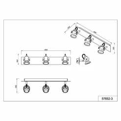 Luminaires Globo Lighting Verpax Plafonnier, Spot de plafond, Applique murale, Spot mural Nickel mat, 3 lumières* Spots Et Projecteurs