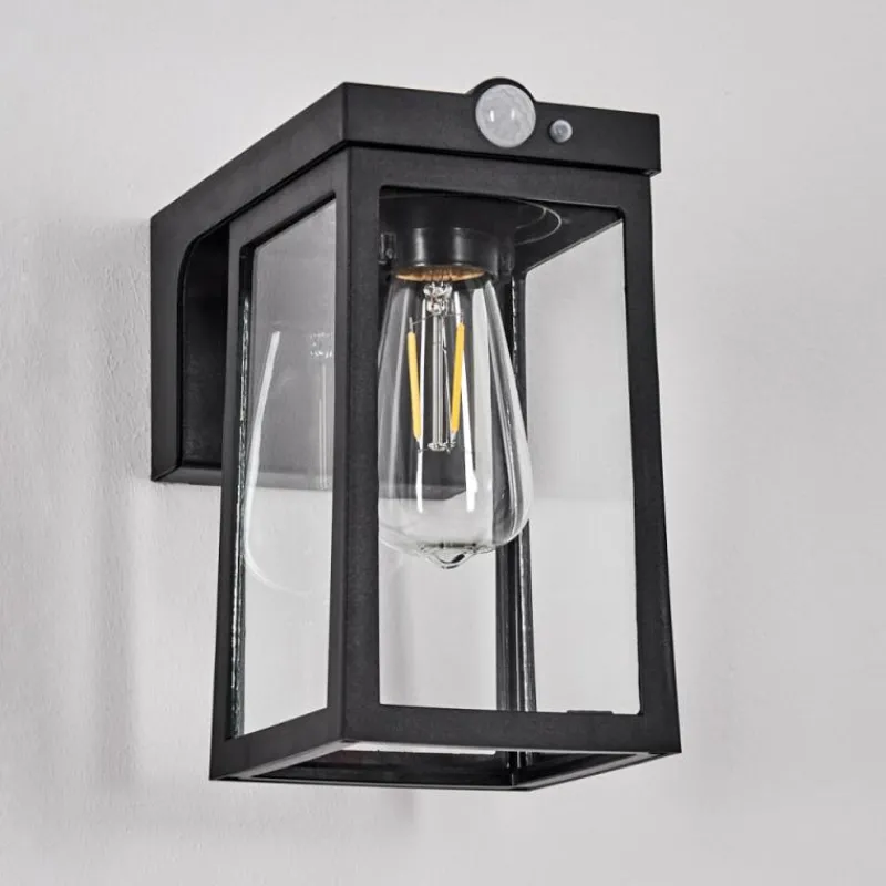 hofstein Verup Lampe murale d´extérieur, Applique murale LED Noir, 1 lumière, Détecteur de mouvement