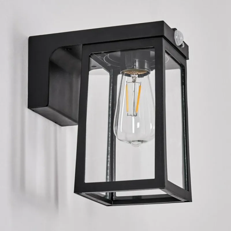 hofstein Verup Lampe murale d´extérieur, Applique murale LED Noir, 1 lumière, Détecteur de mouvement