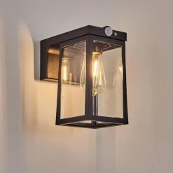 hofstein Verup Lampe murale d´extérieur, Applique murale LED Noir, 1 lumière, Détecteur de mouvement