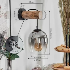 hofstein Vevino Applique murale, Spot mural Écru, Noir, 1 lumière