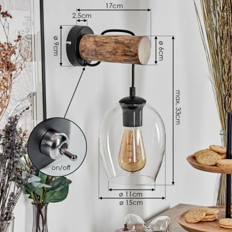 hofstein Vevino Applique murale, Spot mural Écru, Noir, 1 lumière