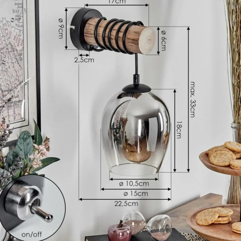 hofstein Vevino Boule lumineuse, Applique murale Écru, Noir, 1 lumière