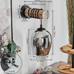 hofstein Vevino Boule lumineuse, Applique murale Écru, Noir, 1 lumière