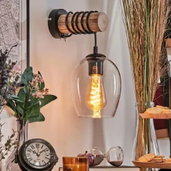 hofstein Vevino Boule lumineuse, Applique murale Écru, Noir, 1 lumière