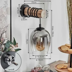 hofstein Vevino Boule lumineuse, Applique murale Écru, Noir, 1 lumière