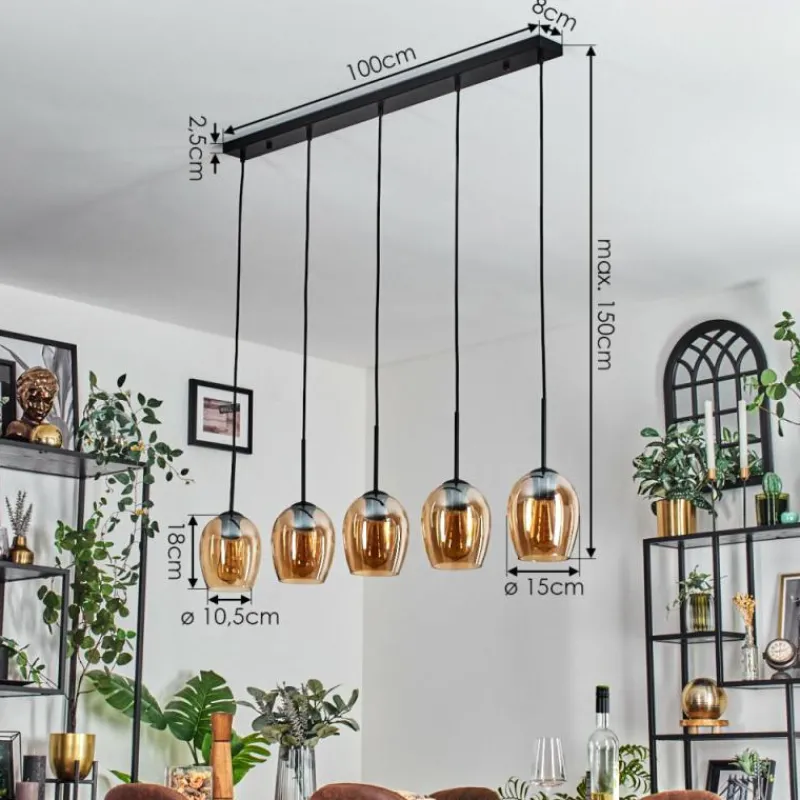 hofstein Vevino Suspension Ambre, 5 lumières