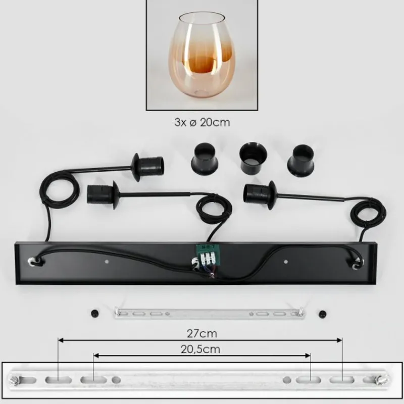 hofstein Vevino Suspension Ambre, Clair, 3 lumières