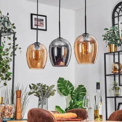 hofstein Vevino Suspension Ambre, Chrome, 3 lumières