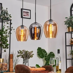 hofstein Vevino Suspension Ambre, Chrome, 3 lumières