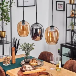 hofstein Vevino Suspension Ambre, Chrome, 3 lumières