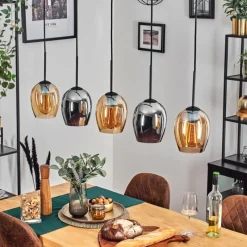 hofstein Vevino Suspension Ambre, Chrome, 5 lumières