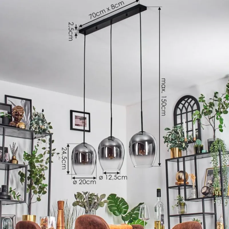 hofstein Vevino Suspension Clair, Fumé, 3 lumières