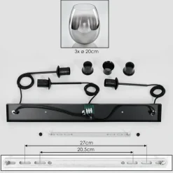 hofstein Vevino Suspension Clair, Fumé, 3 lumières