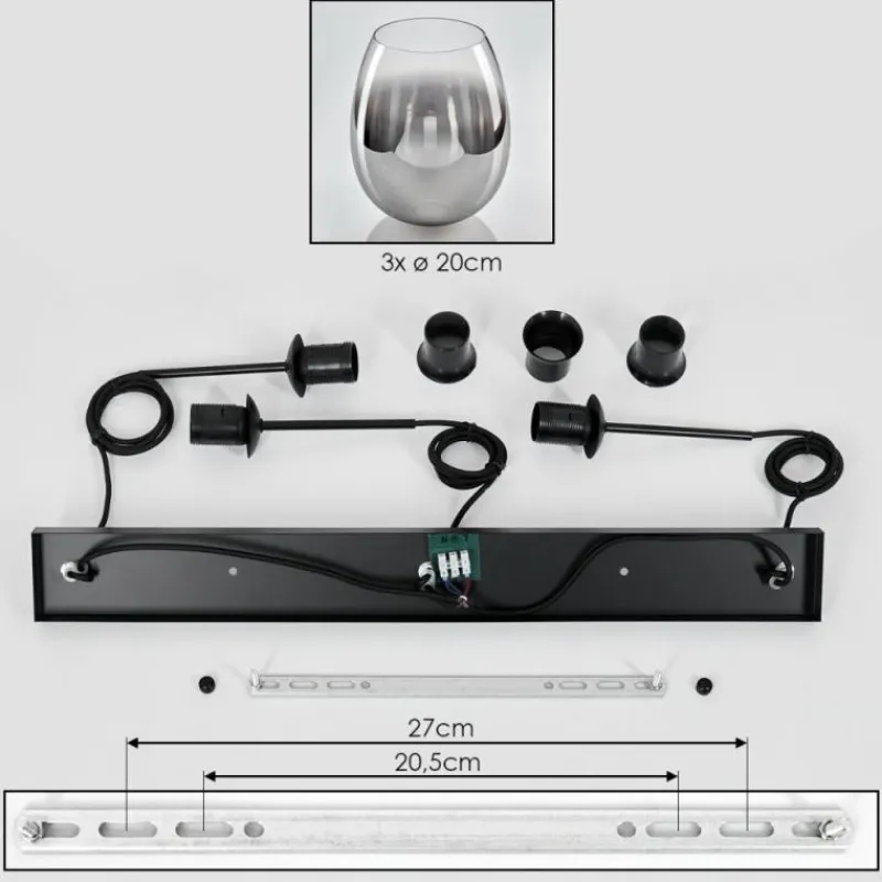 hofstein Vevino Suspension Clair, Fumé, 3 lumières