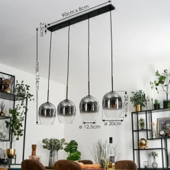 hofstein Vevino Suspension Clair, Fumé, 4 lumières