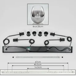 hofstein Vevino Suspension Clair, Fumé, 4 lumières