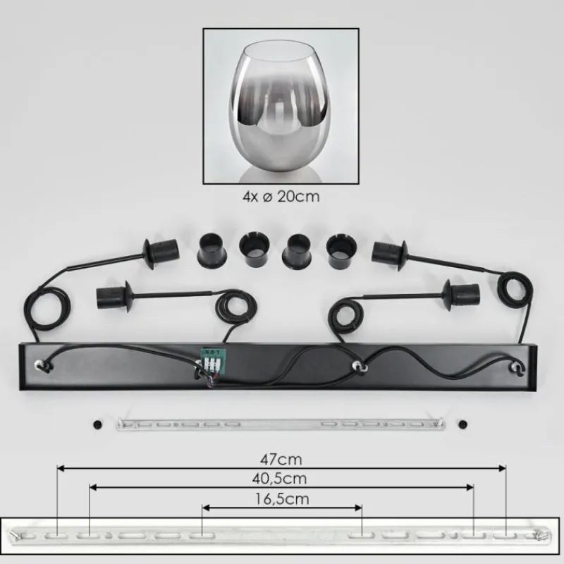 hofstein Vevino Suspension Clair, Fumé, 4 lumières