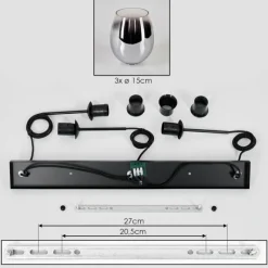 hofstein Vevino Suspension Noir, 3 lumières