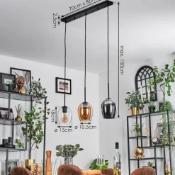 hofstein Vevino Suspension Noir, 3 lumières