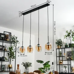 hofstein Vevino Suspension Noir, 4 lumières