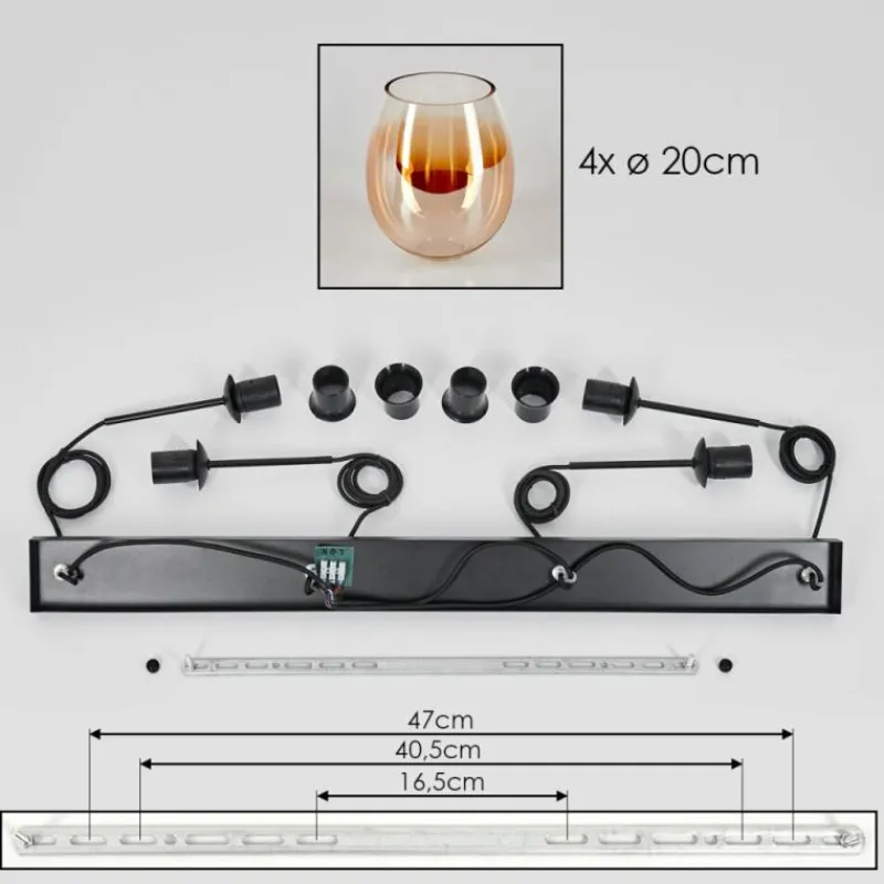 hofstein Vevino Suspension Noir, 4 lumières