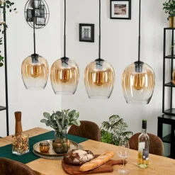 hofstein Vevino Suspension Noir, 4 lumières