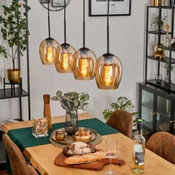 hofstein Vevino Suspension Noir, 4 lumières