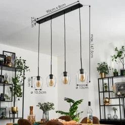 hofstein Vevino Suspension Noir, 4 lumières