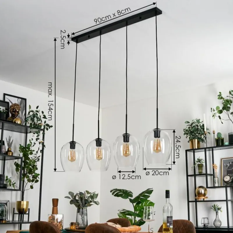 hofstein Vevino Suspension Noir, 4 lumières