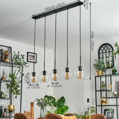 hofstein Vevino Suspension Noir, 5 lumières