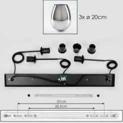 hofstein Vevino Suspension Noir, 3 lumières