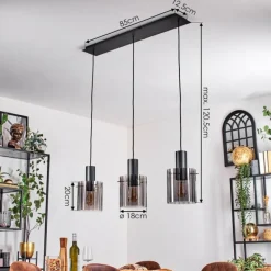 hofstein Vireda Suspension, Suspension Anthracite, 3 lumières