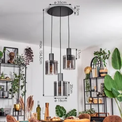 hofstein Vireda Suspension, Suspension Anthracite, 3 lumières