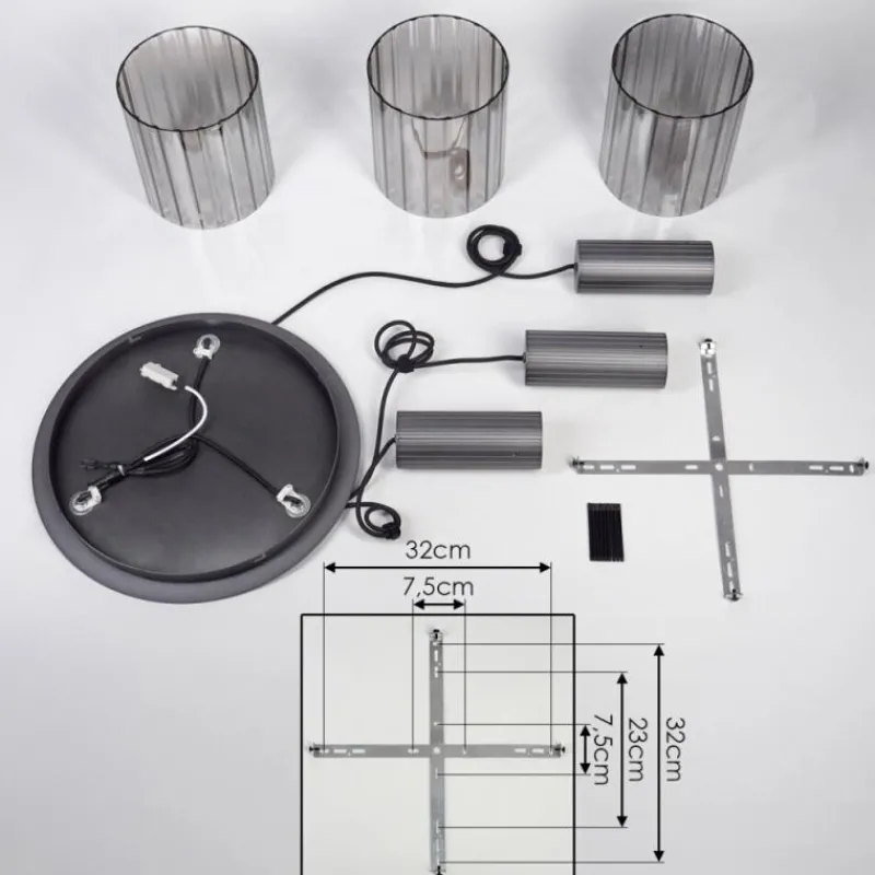 hofstein Vireda Suspension, Suspension Anthracite, 3 lumières