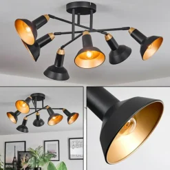 Lampes Dorées-hofstein Vouzy Plafonnier Noir, 6 lumières