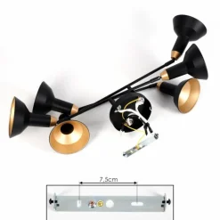 Lampes Dorées-hofstein Vouzy Plafonnier Noir, 6 lumières