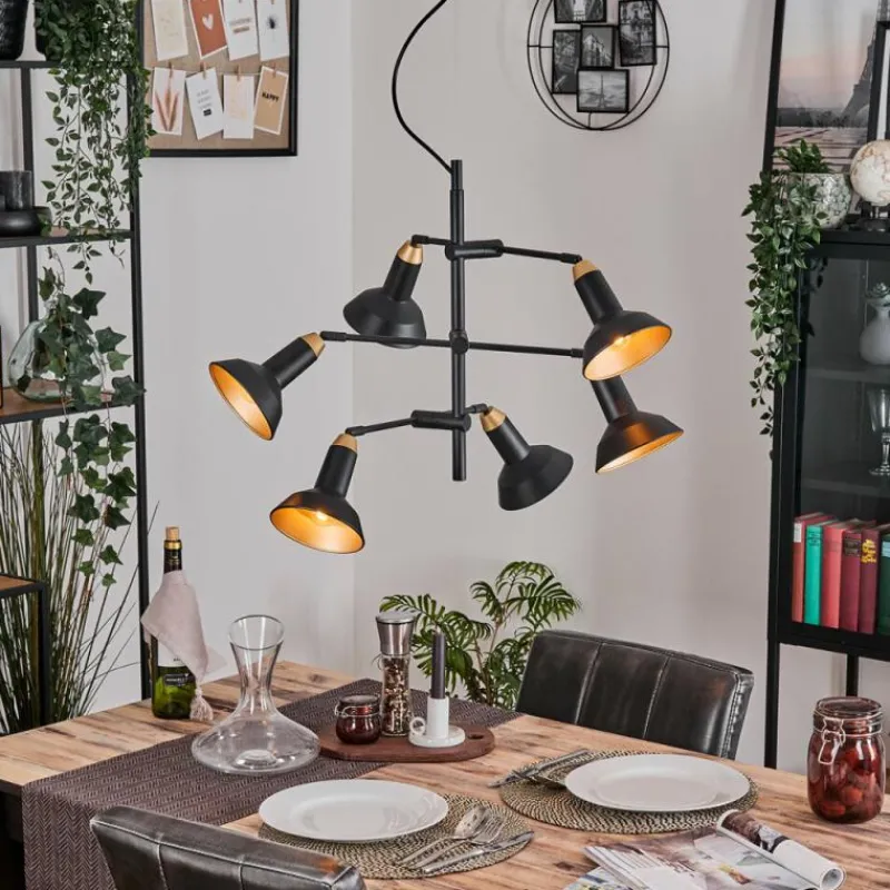 Lampes Dorées-hofstein Vouzy Plafonnier, Suspension Noir, 6 lumières