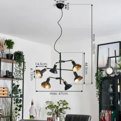 Lampes Dorées-hofstein Vouzy Plafonnier, Suspension Noir, 6 lumières